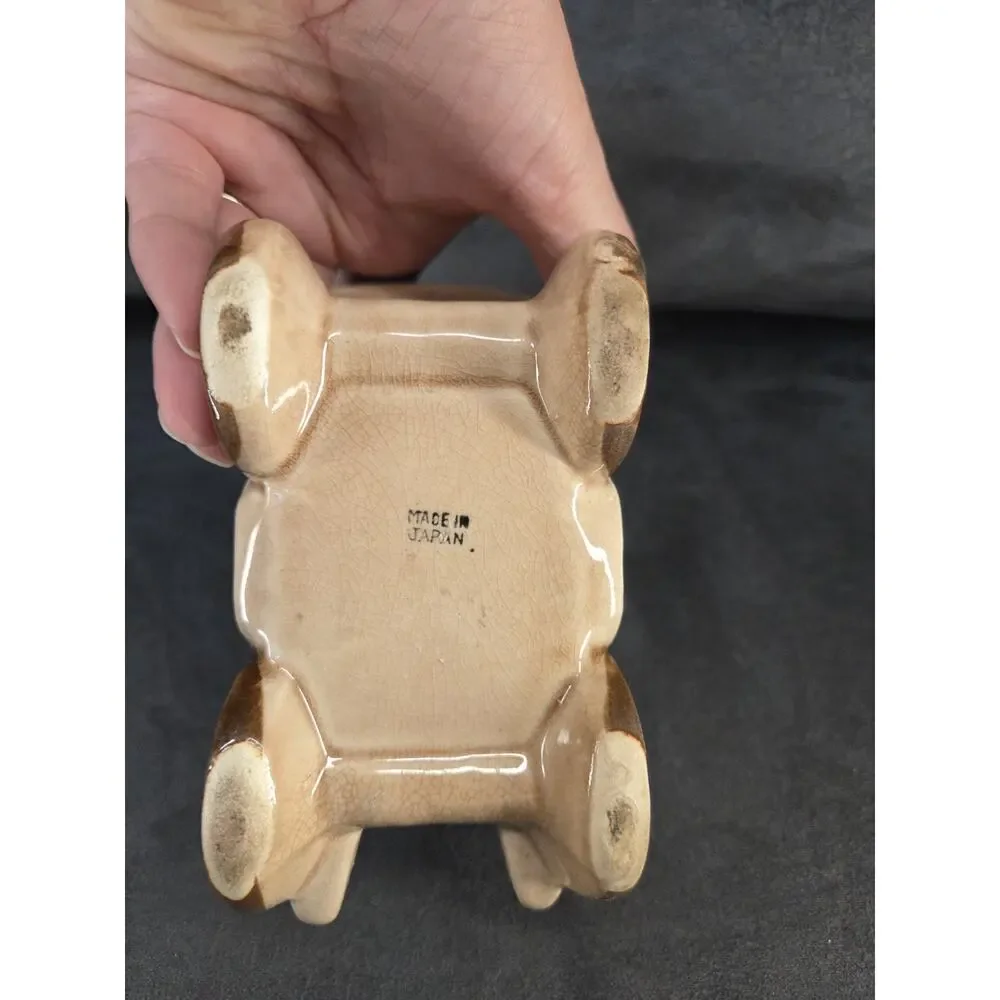 Vintage Ceramic Antique Car Planter Made in Japan Brown Glaze Horseless Carriage